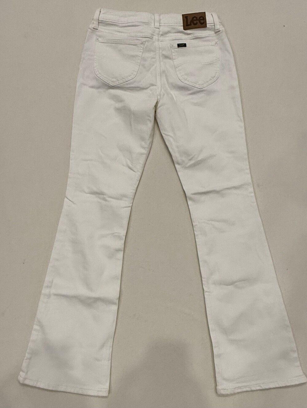 Lee Womens White Flare Jeans Mid Rise Stretch Bootcut Denim Pants 6 Medium